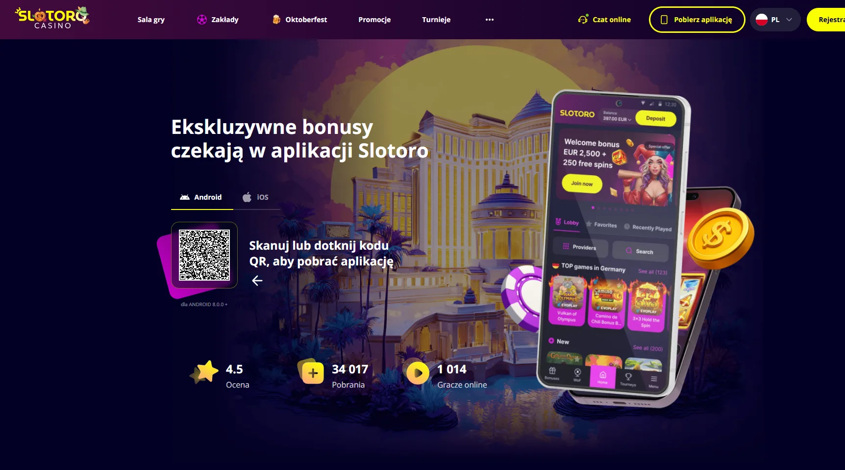 Widok aplikacji Slotoro